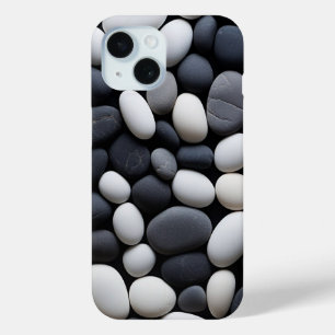 Minimalistische Zwarte en Witte Zen Stenen Estheti iPhone 15 Case