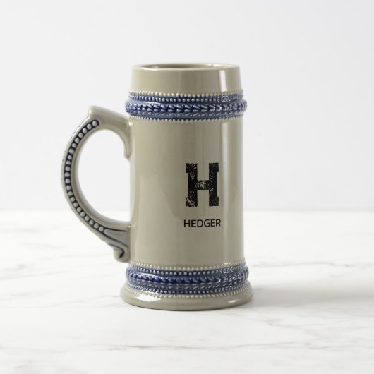 MINIMALISTISCHE ZWARTE ENKEL LETTER MONOGRAM NAAM BIERPUL (Links)
