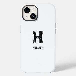MINIMALISTISCHE ZWARTE ENKELE LETTER MONOGRAM NAAM Case-Mate iPhone 14 HOESJE