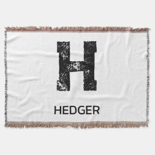 MINIMALISTISCHE ZWARTE ENKELE LETTER MONOGRAM NAAM DEKEN
