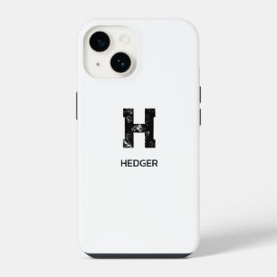 MINIMALISTISCHE ZWARTE ENKELE LETTER MONOGRAM NAAM iPhone 14 HOESJE