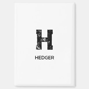 MINIMALISTISCHE ZWARTE ENKELE LETTER MONOGRAM NAAM MAGNEET