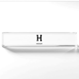 MINIMALISTISCHE ZWARTE ENKELE LETTER MONOGRAM NAAM NAAMBORDJE