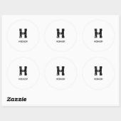 MINIMALISTISCHE ZWARTE ENKELE LETTER MONOGRAM NAAM RONDE STICKER (Vel)