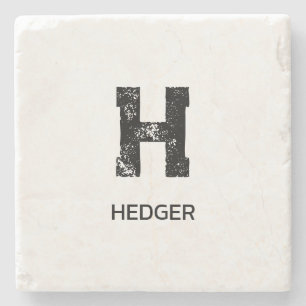 MINIMALISTISCHE ZWARTE ENKELE LETTER MONOGRAM NAAM STENEN ONDERZETTER