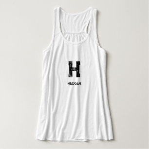 MINIMALISTISCHE ZWARTE ENKELE LETTER MONOGRAM NAAM TANKTOP