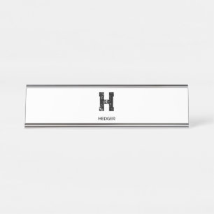 MINIMALISTISCHE ZWARTE ENKELVOUDIGE LETTER MONOGRA BUREAU NAAMBORDJE