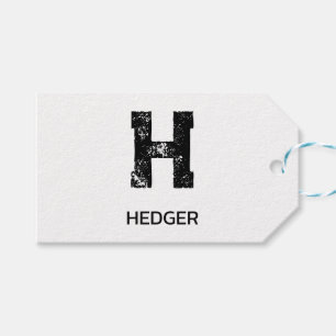 MINIMALISTISCHE ZWARTE ENKELVOUDIGE LETTER MONOGRA CADEAULABEL