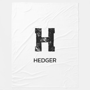 MINIMALISTISCHE ZWARTE ENKELVOUDIGE LETTER MONOGRA FLEECE DEKEN