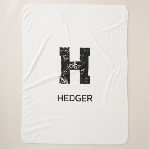 MINIMALISTISCHE ZWARTE ENKELVOUDIGE LETTER MONOGRA SHERPA DEKEN