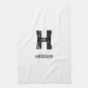 MINIMALISTISCHE ZWARTE ENKELVOUDIGE LETTER MONOGRA THEEDOEK