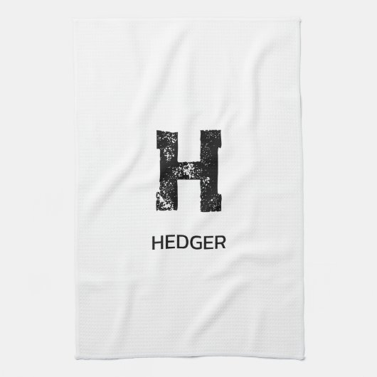 MINIMALISTISCHE ZWARTE ENKELVOUDIGE LETTER MONOGRA THEEDOEK (Verticaal)