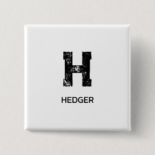 MINIMALISTISCHE ZWARTE ENKELVOUDIGE LETTER MONOGRA VIERKANTE BUTTON 5,1 CM