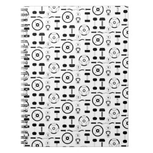 Minimalistische zwarte fitnessapparatuur notitieboek