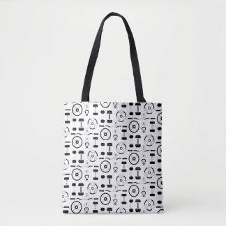 Minimalistische zwarte fitnessapparatuur tote bag