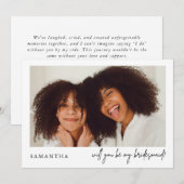 Minimalistische Zwarte Foto Bruidsmeisje Voorstel (Voorkant / Achterkant)