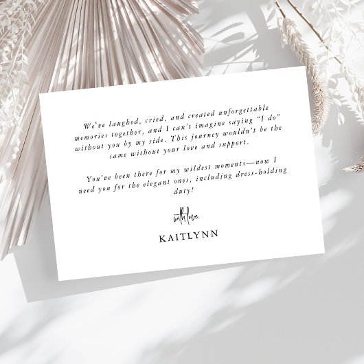 Minimalistische Zwarte Foto Bruidsmeisje Voorstel