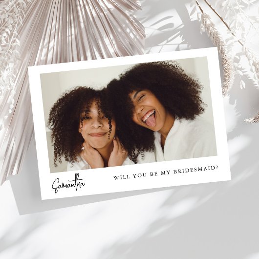 Minimalistische Zwarte Foto Bruidsmeisje Voorstel