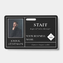 Minimalistische zwarte foto & logo badge