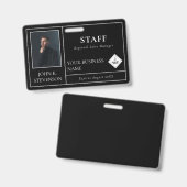 Minimalistische zwarte foto & logo badge (Voor- en achterkant)