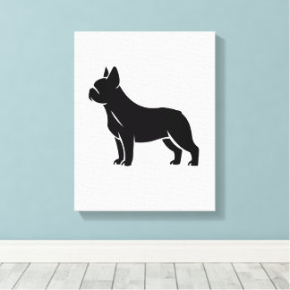 Minimalistische zwarte Franse Bulldog Silhouette C Canvas Afdruk