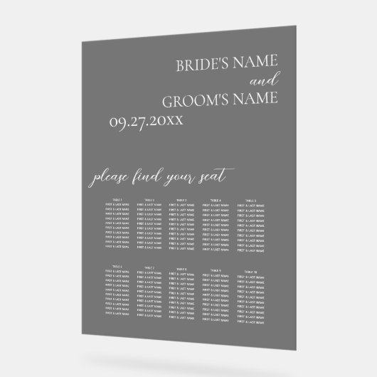 Minimalistische zwarte Frosted Wedding Seating Cha Acryl Bord (Hoek)