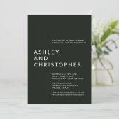 Minimalistische zwarte geïsoleerde namen bruiloft kaart (Staand voorkant)