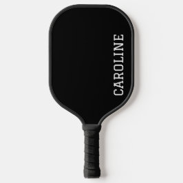 Minimalistische zwarte gepersonaliseerde naam pickleball paddle