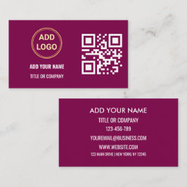 Minimalistische Zwarte Gouden Aangepaste Logo QR C Visitekaartje
