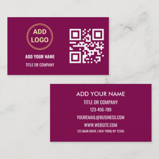 Minimalistische Zwarte Gouden Aangepaste Logo QR C Visitekaartje
