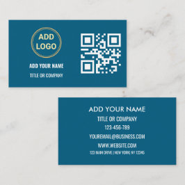 Minimalistische Zwarte Gouden Aangepaste Logo QR C Visitekaartje