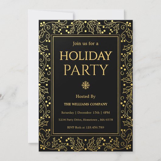 Minimalistische Zwarte & Gouden Kerstborrel Kaart (Voorkant)