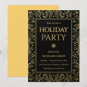 Minimalistische Zwarte & Gouden Kerstborrel Kaart (Voorkant / Achterkant)