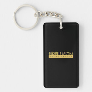 Minimalistische Zwarte & Gouden Kleur Professionel Sleutelhanger
