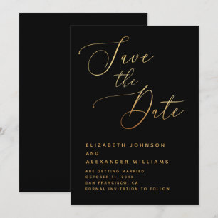 Minimalistische Zwarte & Gouden Letter Formele B Save The Date