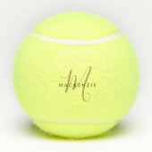 Minimalistische Zwarte Gouden Script Monogram Tennisballen (Achterkant)