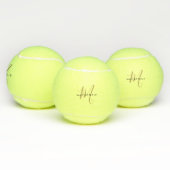 Minimalistische Zwarte Gouden Script Monogram Tennisballen (Multi)
