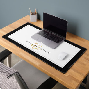Minimalistische Zwarte Gouden Script Tweegrens Mon Bureaumat