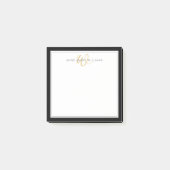Minimalistische Zwarte Gouden Script Tweegrens Mon Post-it® Notes (Voorkant)