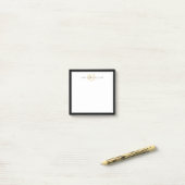 Minimalistische Zwarte Gouden Script Tweegrens Mon Post-it® Notes (Op bureau)