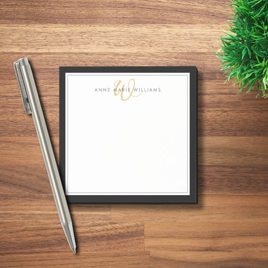 Minimalistische Zwarte Gouden Script Tweegrens Mon Post-it® Notes
