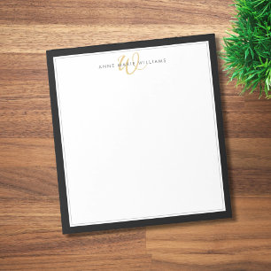 Minimalistische Zwarte Gouden Twee Rand Monogram Notitieblok