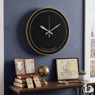 Minimalistische zwarte & gouden vertrek aankomst a grote klok