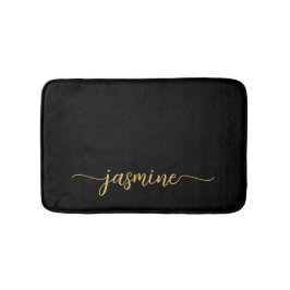 Minimalistische Zwarte Gouden Vrouwelijke Initiaal Badmat