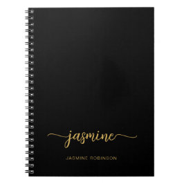 Minimalistische Zwarte Gouden Vrouwelijke Initiaal Notitieboek