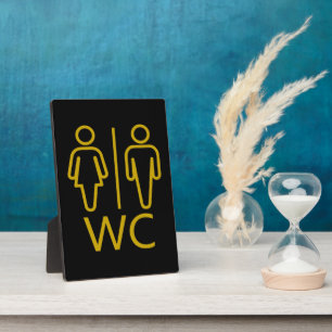 Minimalistische Zwarte Gouden WC Toilet Badkamer Fotoplaat