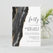 Minimalistische zwarte goudgetijden 40e verjaardag kaart (Staand voorkant)