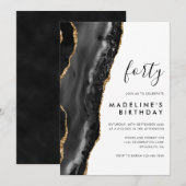 Minimalistische zwarte goudgetijden 40e verjaardag kaart (Voorkant / Achterkant)