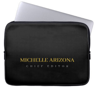 Minimalistische Zwarte Goudkleurige Professionele  Laptop Sleeve