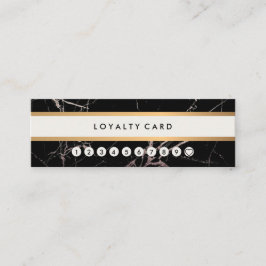 Minimalistische zwarte goudstripe Loyalty Mini Visitekaartje